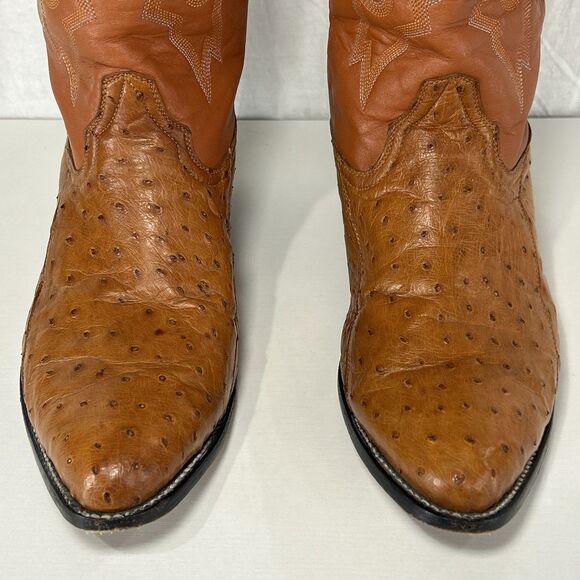 Vintage JE-VER COWBOY Boots Brown Ostrich Leather Men’s Size 10.5 Western Mexico - Picture 3 of 11